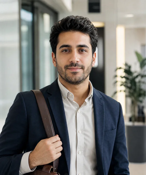 تصویر نمایشی مرد حرفه‌ای با کیف کاری